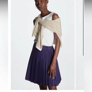 COS navy pleated wrap skirt